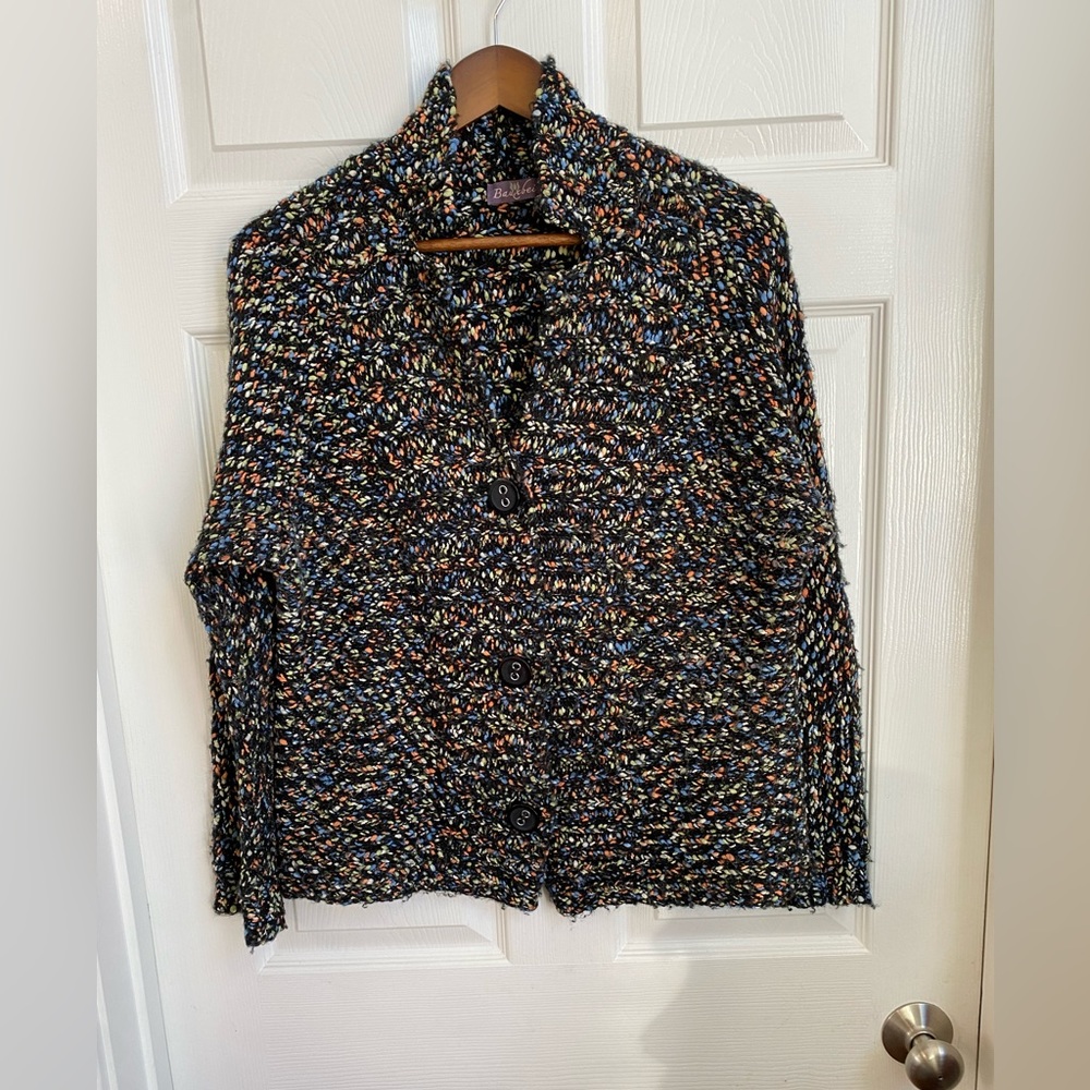 Bauxbei Black Multi Color Cardigan in XL